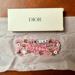 NEW Limited DIOR LipGlow Pink Beaded Phone Strap in the Cutest Dior Pouch GWP